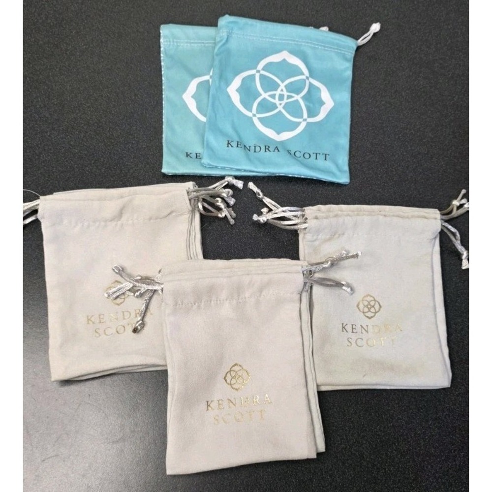 NEW 13pc Kendra Scott Jewelry Pouches Drawstring‎ Gray Blue Cinch Dust Bags